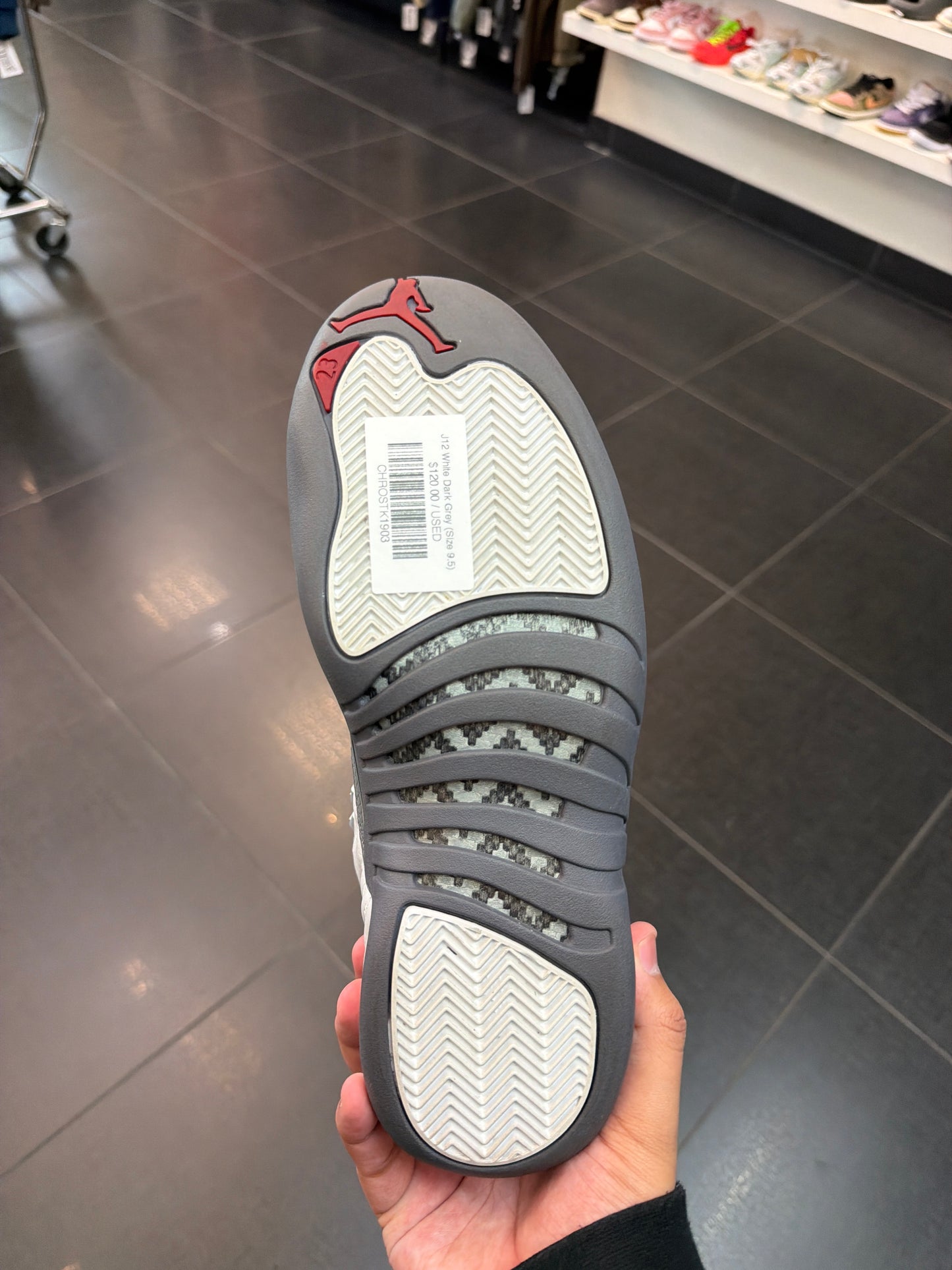 J12 White Dark Grey (Size 9.5)