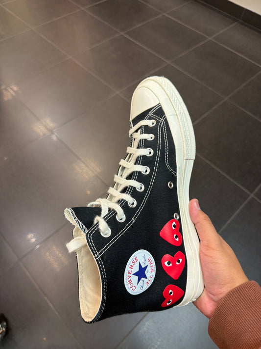 CDG Converse Black Hearts (Size 11)