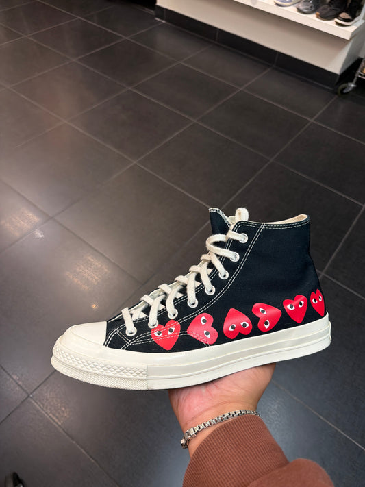 CDG Converse Black Hearts (Size 11)