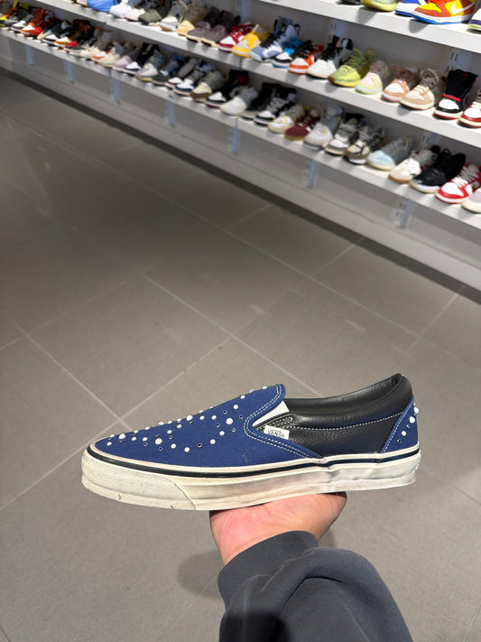 Pearlized Blue Slip-On Vans (Size 12)