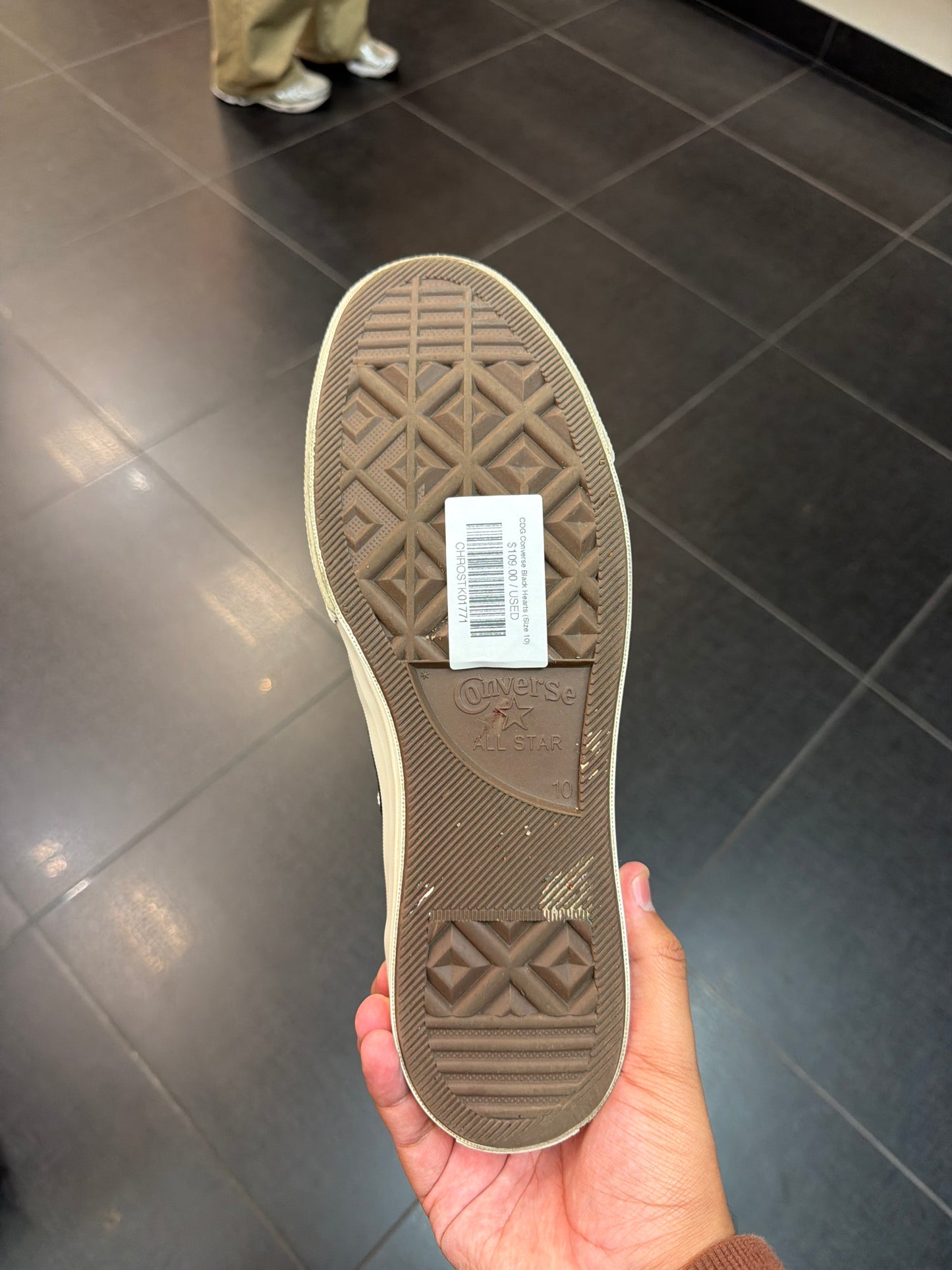 CDG Converse Black Hearts (Size 10)