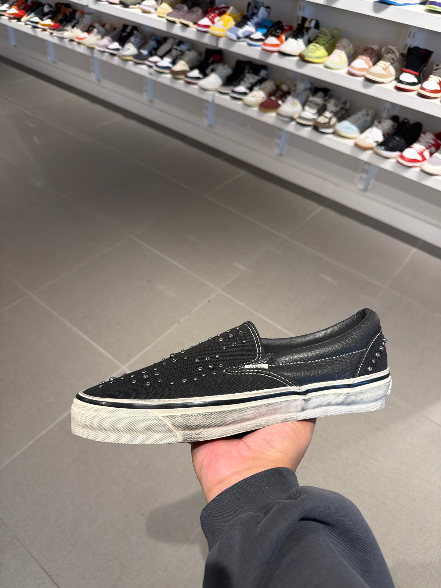 Pearlized Black Slip On Vans (Size 11.5)